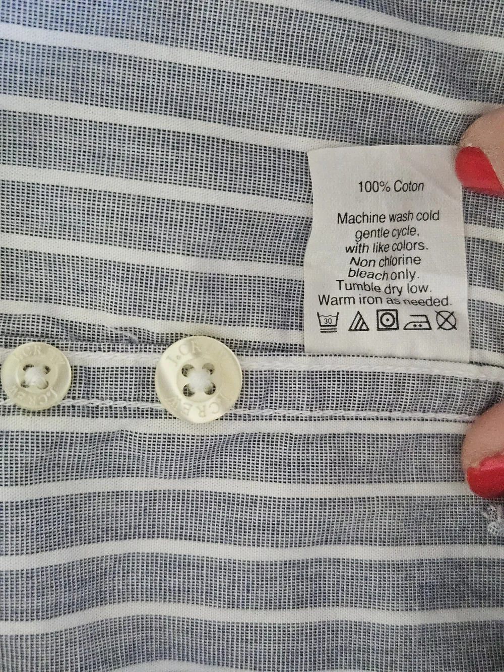 J. Crew Blue and White Vertical Stripe Button-Down Shirt Long Sleeves